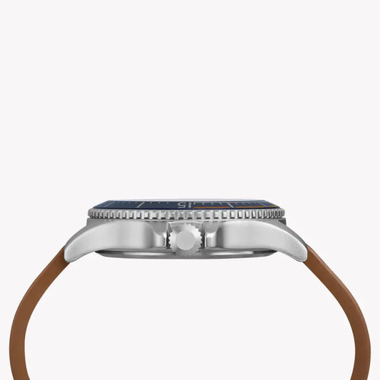 Timex Men's Tan Leather Watch, Blue Dial | Tw4b15000-1