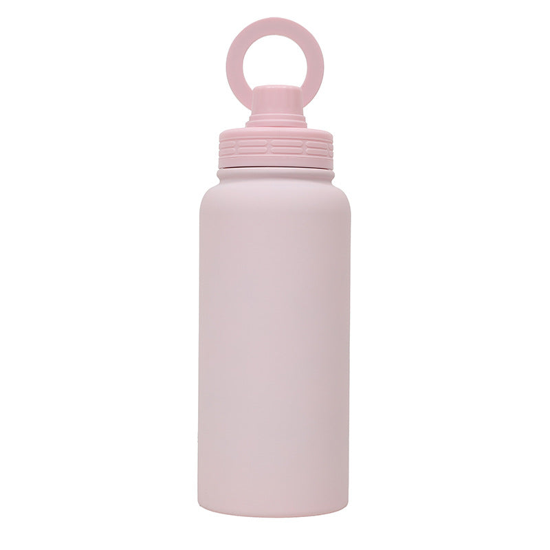 Pink Premium 35oz Stainless Steel Insulated Sports Bottle with Magnetic Phone Holder Lid-0