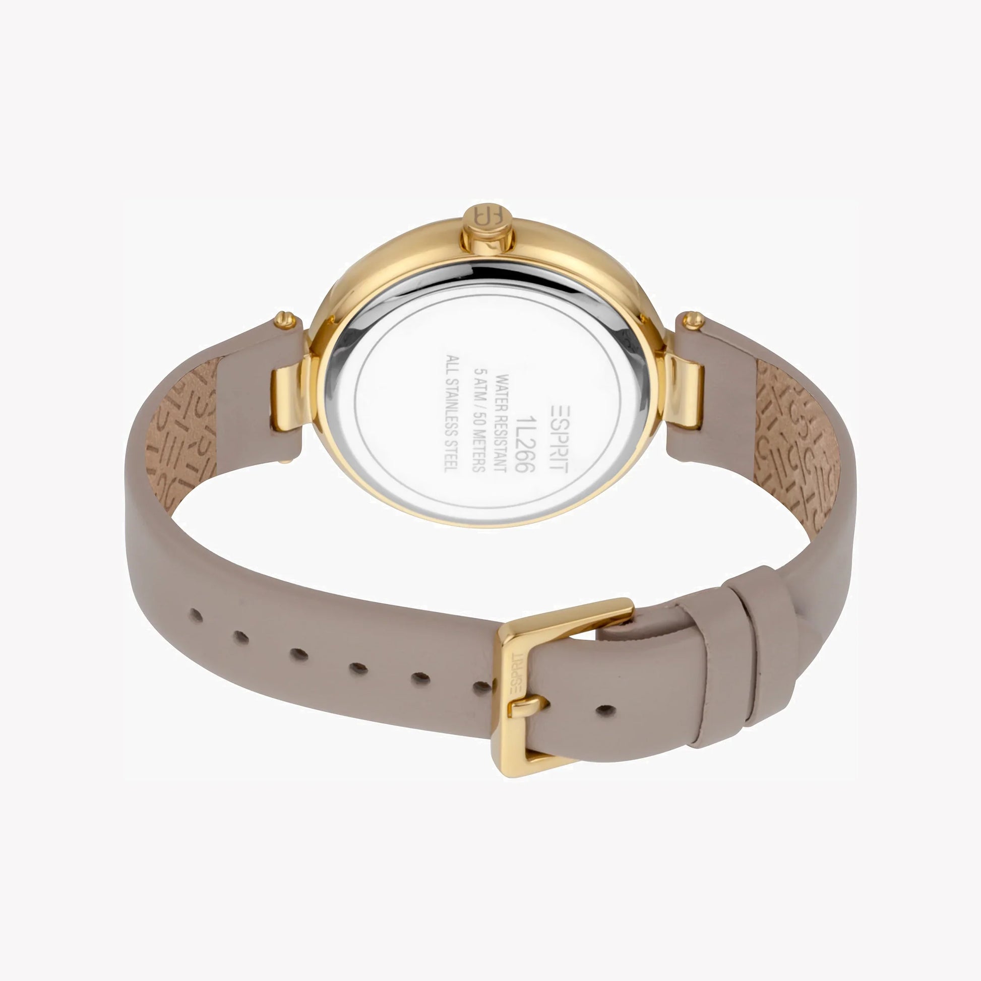 Esprit Women's Beige Leather Watch, Silver Dial | Es1l123m0015-2