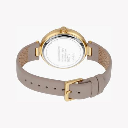 Esprit Women's Beige Leather Watch, Silver Dial | Es1l123m0015-2