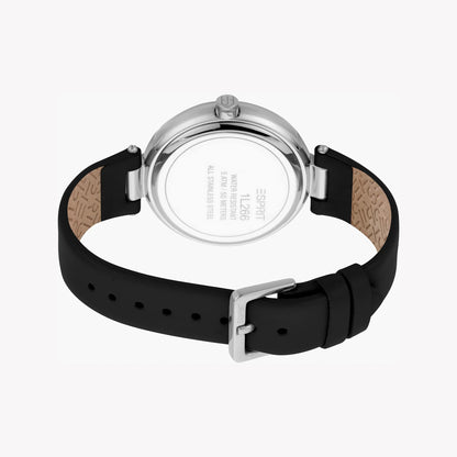 Esprit Women's Black Leather Watch, Silver Dial | Es1l147m0065-2