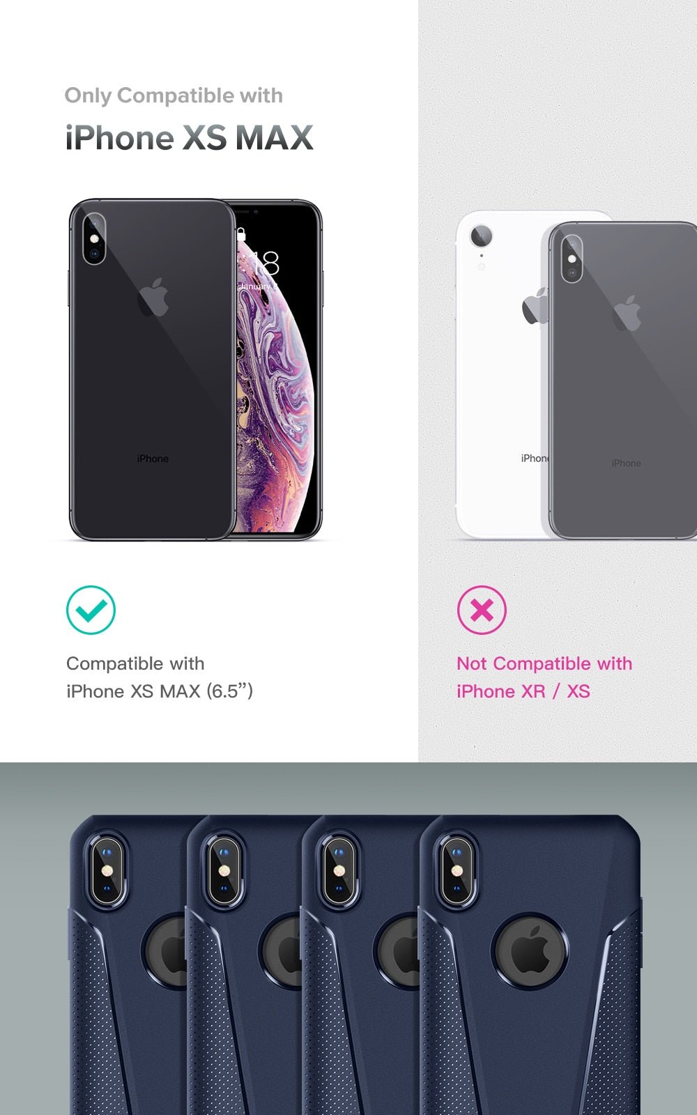 Case For iPhone Xs Max Case Anti-Slip Slim Shockproof Drop Protection Hybrid Matte Soft Phone Cover for iPhone Xs Max-4