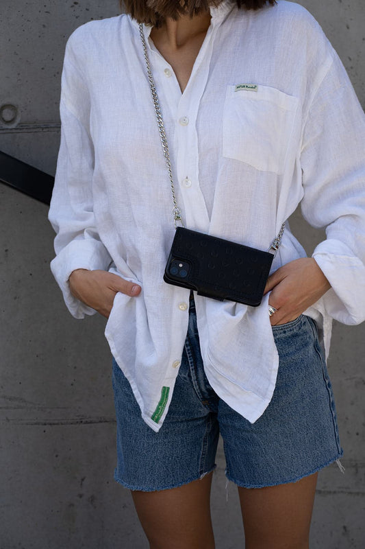 Leather crossbody case for iPhone 11 - Polka-1