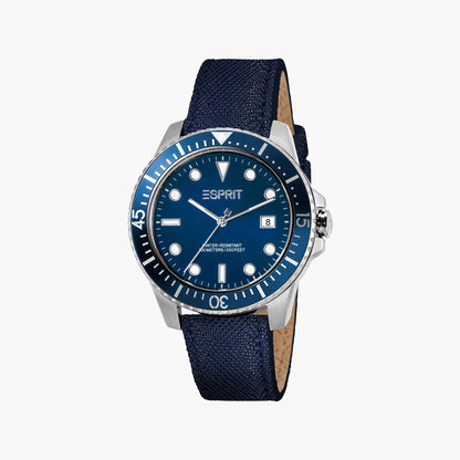 Esprit Men's Blue Leather Watch, Blue Dial | Es1g038m0035-0