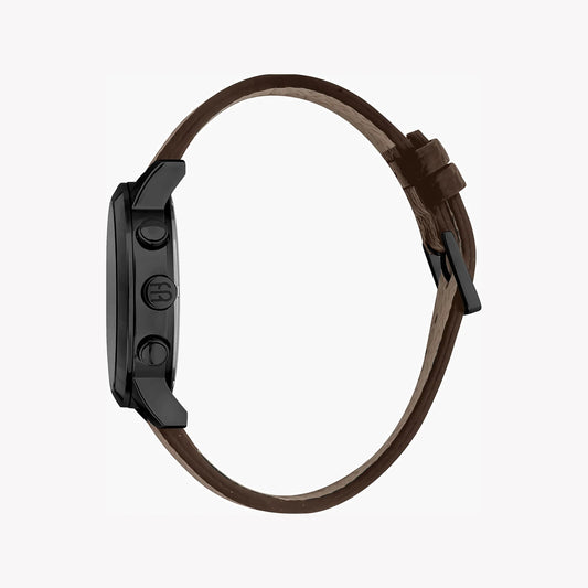 Esprit Men's Brown Leather Watch, Black Dial | Es1g101m0025-1