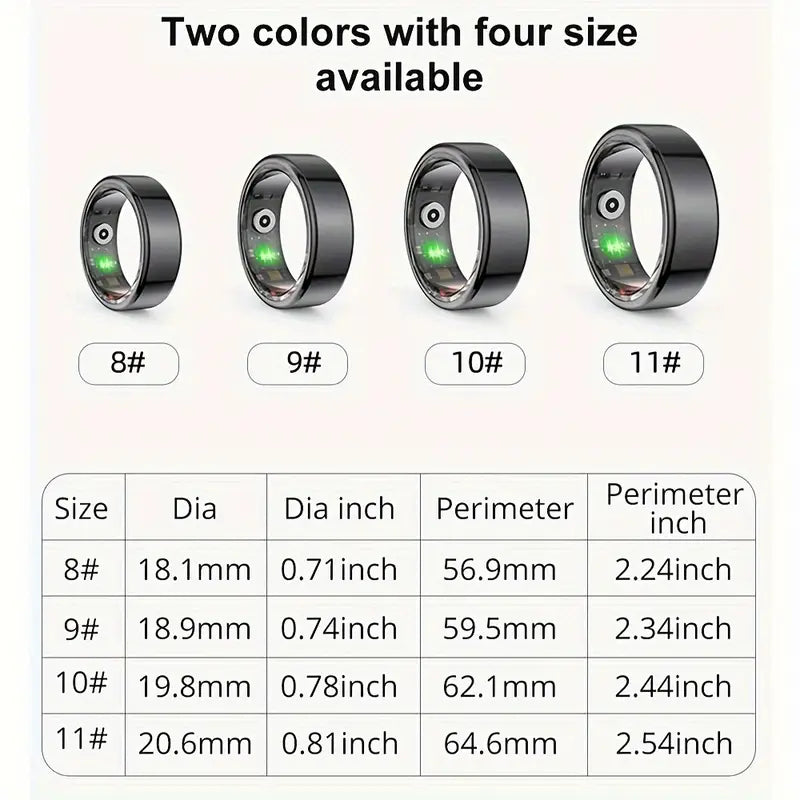 NNETM Smart Ring Fitness Tracker - Stainless Steel Workout Smart Ring-2