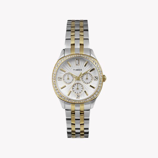 Timex Women's Two-Tone Watch, Silver Dial | Tw2w17900-0