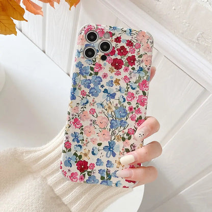 Floral Printed Silicone iPhone Case-0
