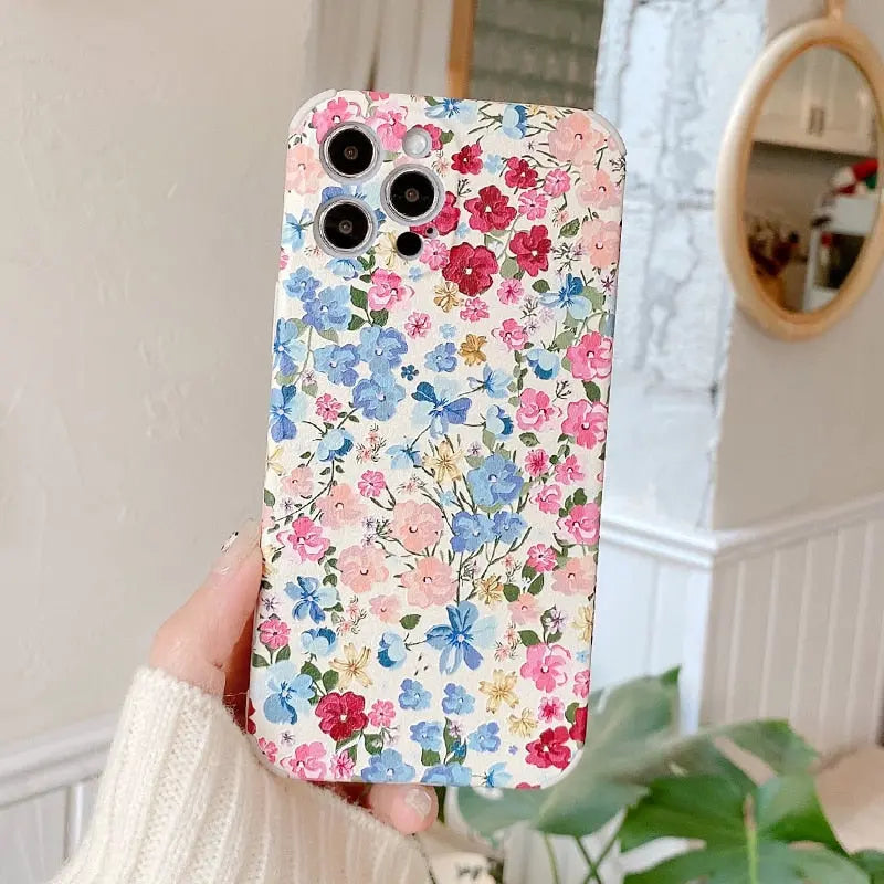 Floral Printed Silicone iPhone Case-2