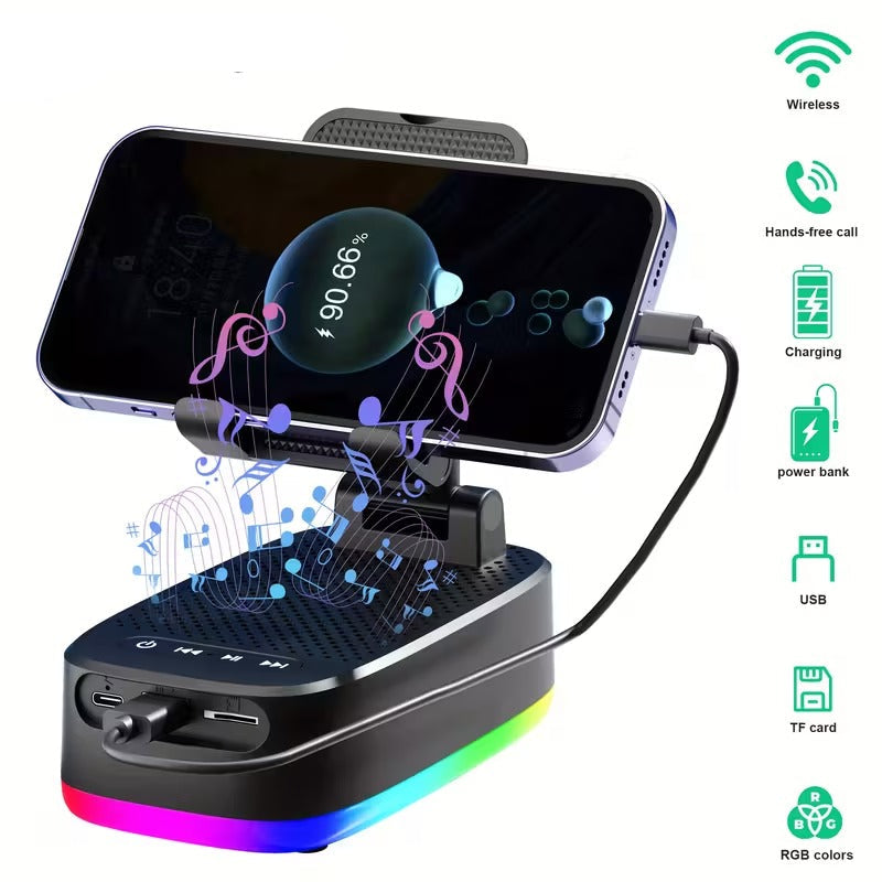 NNETM Wireless Speaker with Phone Holder and Power Bank-2