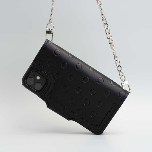 Leather crossbody case for iPhone 11 - Polka-0