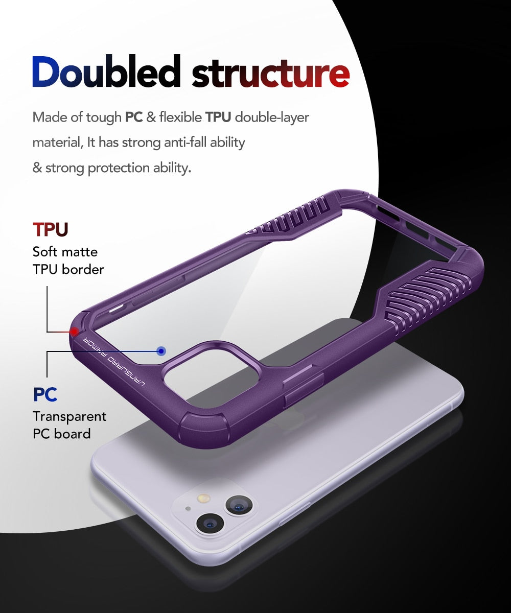TPU Case For iPhone 11 Case Rugged Cell Phone Cases Heavy Duty Shockproof Drop Protection Cover For iPhone 11 6.1 Inch-2